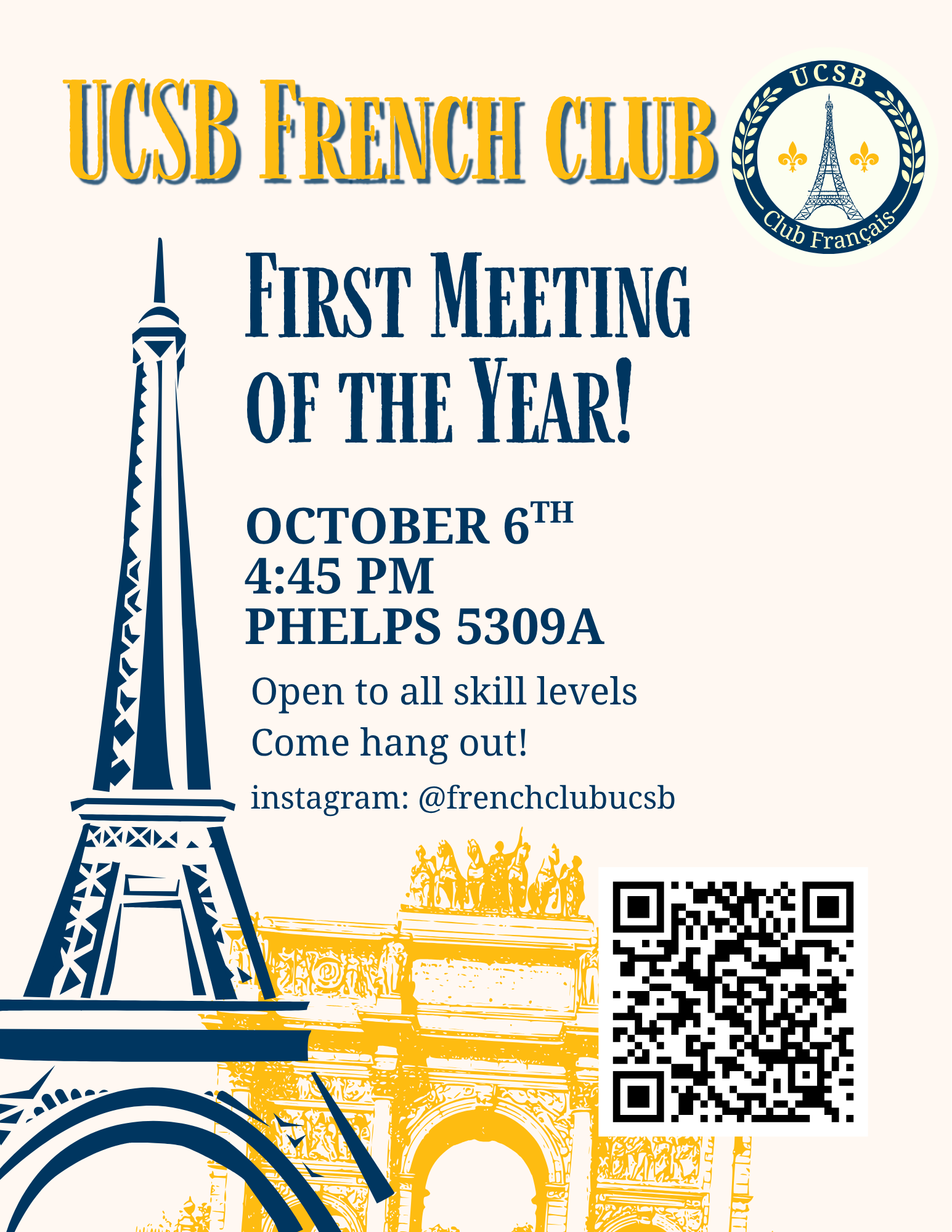 French club meeting poster picture of eiffel tower